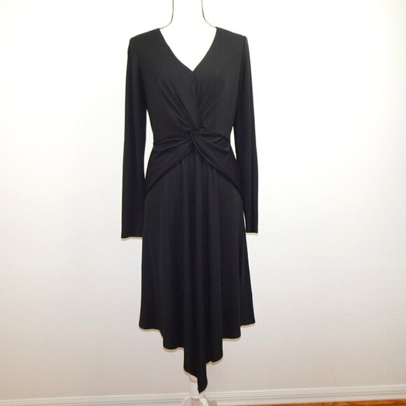 Ralph Lauren Cocktail Party Dress Women's Size 8 Black Surplice Long Sleeve - Picture 1 of 11